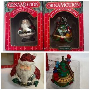 NOMA Ornamotion Vintage 2 Santa's Express Elves Christmas Tree Rotating Ornament
